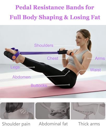 Pedal Resistance Bands with Handles for Home Work Out - color: Purple 02