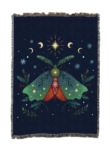 Pure Country Weavers Christmas Moth by Episodic Drawing - Gift Tapestry Throw Blanket Woven from Cotton - Made in The USA (50X60) - color: Christmas Moth, size: 50x60