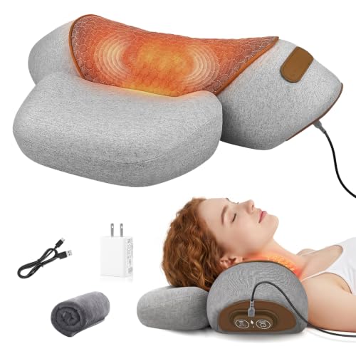 Neck Massager Pillow with Heat & Air Traction, Ergonomic Cervical Support | Auto & Manual Controls with Adjustable Air Lift for a More Flexible Neck Support Experience