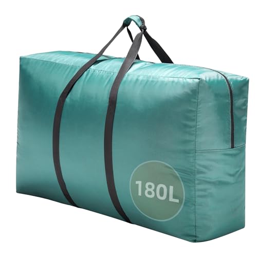 Extra Large travel duffel bag with Strong Handles, 180LWaterproof duffel bag, Durable Zippers, Extra Large Storage Totes for Space Saving and Moving Supplies, Green - color: Green, size: XL - 39.4″ × 11.8″ × 23.6″