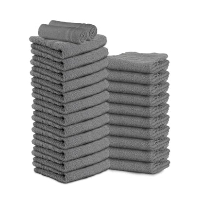 24 Pack Dark Grey Hand Towels 100% Cotton Spa Towel – 16x27 inches Highly Absorbable Facial Towels Gym, Hair, Face, Bulk Small Towels (Not Bleach Proof) - color: Grey, size: HAND TOWEL PACK OF 24 16X27