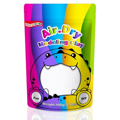ifergoo 100g White Air Dry Clay, 3.5oz DIY Creative Modeling Clay for Kids | Refill Foam Magic Clay for School Art & Craft Project, Slime Supplies, Ultra-light & Soft, Gift for Age 3-12 Boys & Girls - color: White/100g
