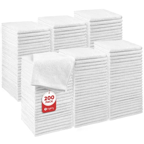 Orighty Washcloths Bulk, 200 Pack Microfiber Face Towels, 12x12 Inch White - color: White