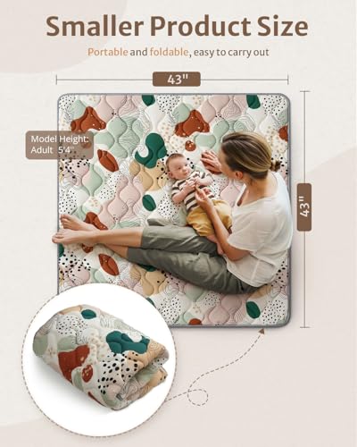Blissful Diary Portable Baby Play Mats for Floor, Thicker Cushioned Foldable Baby Crawling Mat for Indoor Outdoor, Modern Abstract 43" X 43" - color: Modern Abstract, size: 43" X 43"
