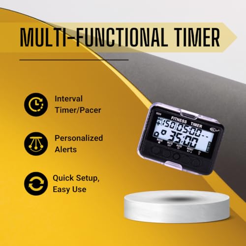 T-5020 Fitness Interval Timer, Multi-Functional Training Timer with Pacer Black