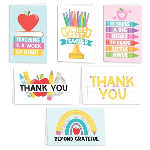 24 Teacher Thank You Cards with Envelopes Teacher Appreciation Cards Bulk - style: Pastel Pens