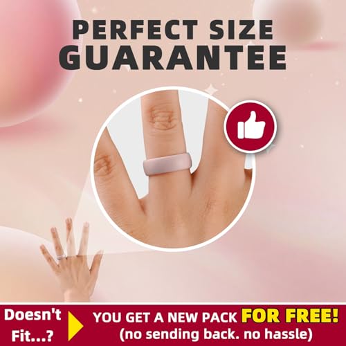 Egnaro Women's Bridal Rings Sets, 6mm Wide, 2mm Thick, Silicone Wedding Rubber Band with Half Size, Inner Arc Ergonomic Breathable Design - color: SETO-Black,Marble,Rose Gold,Pearl, size: 7.5-8