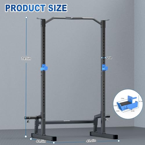 BEKING Squat Rack,All-in-ONE Power Rack Cage with Pull Up Bar,Adjustable Power Cage with Barbell Rack & Weight Plate Storage,Strength Training Workout Station for Home Gym Fitness,Space-Saving Design - color: Squat Rack