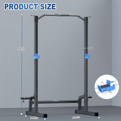 BEKING Squat Rack,All-in-ONE Power Rack Cage with Pull Up Bar,Adjustable Power Cage with Barbell Rack & Weight Plate Storage,Strength Training Workout Station for Home Gym Fitness,Space-Saving Design - color: Squat Rack