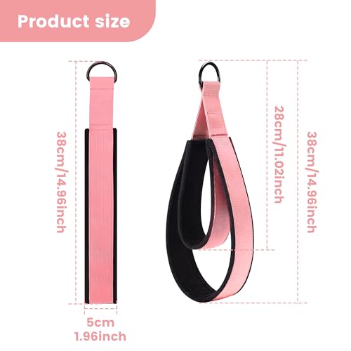 2PCS Comfortable Enhanced Thickness Pilates Double Loop Strap - D-Ring Strap for Home Gym & Yoga Workout Accessories - color: Pink