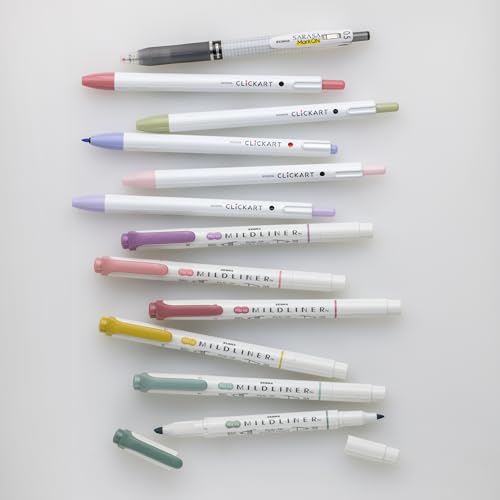 Zebra Pen Journaling Set, MILDLINER, CLiCKART & SARASA, Assorted, 12-Pack | Includes 6 MILDLINER Highlighters, 5 CLiCKART Felt Tip Pens & 1 SARASA MarkOn Pen, Ideal for Bible Study & Note-Taking (14012 - style: Creative Journaling Set 10 Pack