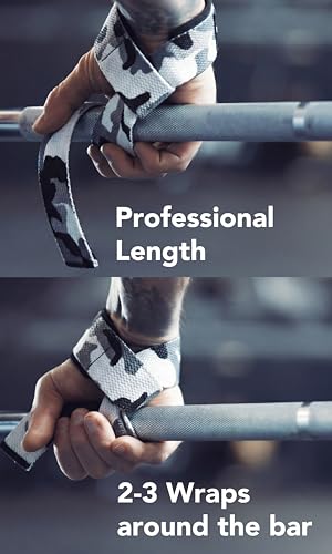 Fitgriff® Lifting Wrist Straps for Weightlifting, Gym, Deadlift, Workout (Made of Premium Cotton & Padded) - Men & Women - color: Grey-Camo, size: Standard (above 6.3' Wrist)