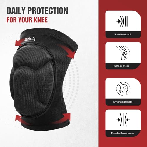 Protective Knee Pads for Men, Women & Kids – 1 Pair Thick Foam Cushioned Pads for Volleyball, Dance, Gardening, Wrestling & Kneeling – Durable Protection for Work & Sports (S: 12.5–15") - size: S: 12.5–15"
