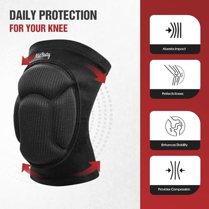 Protective Knee Pads for Men, Women & Kids – 1 Pair Thick Foam Cushioned Pads for Volleyball, Dance, Gardening, Wrestling & Kneeling – Durable Protection for Work & Sports (S: 12.5–15") - size: S: 12.5–15"