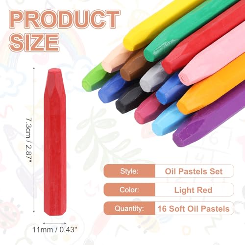 MECCANIXITY 16PCS Oil Pastels Set, Soft Oil Colored Drawing Pastels Chalk Vibrant Color for Artists Art Supplies for Beginners Teachers, Light Red - color: Light Red