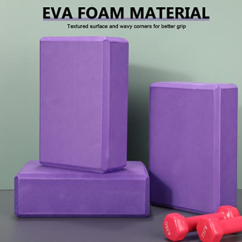 Lenwen 30 Pcs Purple Yoga Blocks Bulk 9'' x 6'' x 3'' EVA Foam Blocks Non Slip and Light Weight Gymnastic Blocks High Density Dance Blocks for Yoga Stretching Dance Pilates Meditation Accessories
