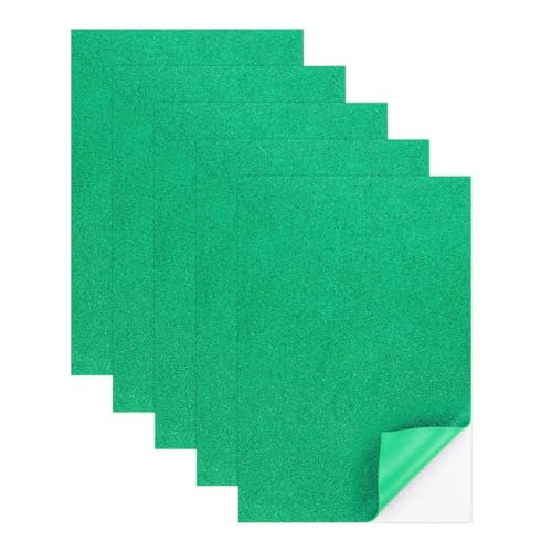 MECCANIXITY 5 Sheets Dark Green Shiny Foam Sheets with Adhesive Backing, 8x12Inch Self-Adhesive Shiny EVA Foam Sheets Sticky EVA Paper Stickers for Art Crafts Projects, DIY Party Decoration - color: Dark Green