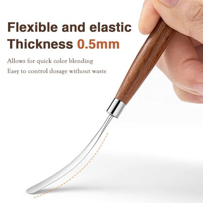 Palette Knife, Stainless Steel Painting Knife with Wood Handle, Metal Artist Knife for Oil, Canvas, Acrylic Painting, Flexible Spatula Pallet Knife for Color Mixing,Spreading - color: Palette Knife