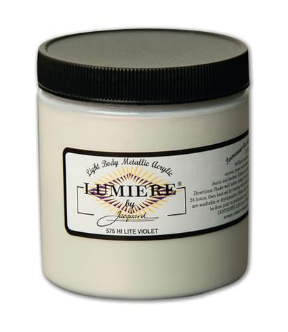 Jacquard Lumiere 8oz Fabric Paint Hi Lite Violet - Metallic Paint for Fabric Paper Wood Ceramic and Metal - Light-bodied Metallic Acrylic Paint - Lightfast & Vibrant Metallic Acrylic Paints - color: Hi Lite Violet, size: 8 Fl Oz (Pack of 1)