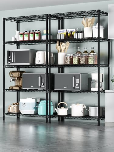 Golpart 5Tier Adjustable Storage Shelves Metal Wire Shelving Standing Shelf - color: Black, size: 5-tier-18"Dx36"Wx72"H