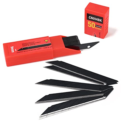 Gomake 9mm Utility Knife Replacement Blades,30 Degree Snap Off Carbon Steel Blades for Retractable Cutting Knives, Hobby, Craft Knife, Box Cutter 100PCS-Black