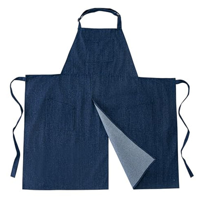 Pottery Apron Split Leg,100% Cotton Artist Apron 3 Pockets for Women Men,Ceramics Clay - color: Denim, size: 39" long