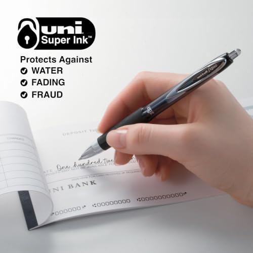 uniball™ 207 Gel Pens, Black Ink, 0.7mm Medium Point, Retractable, 2 Count | Smooth Writing, Fraud-Resistant, uni Super Ink™