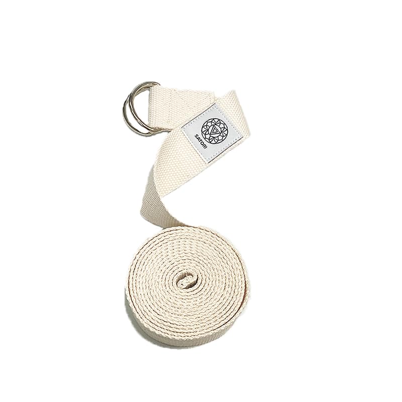 Yoga Strap for Stretching, Exercise, Flexibility Training, Durable Cotton with Double D-Ring, Improves Flexibility for Yoga, Workout, Pilates. - color: Cream