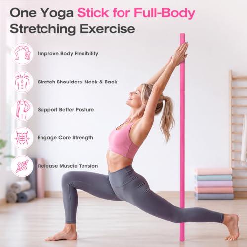 Yoga Stick, Mobility Stick for Stretching, Adjustable Exercise Stick
