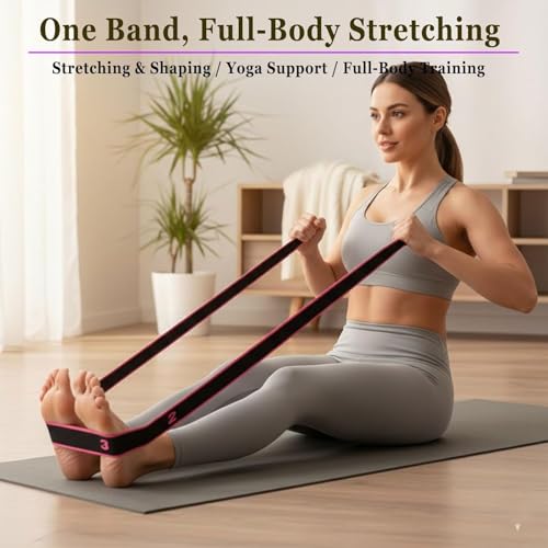 Fitness Resistance Bands with Handles, Fitness Resistance Band for Stretching and Yoga, Adjustable Bands for Full Body Stretching Shaping - color: Pink