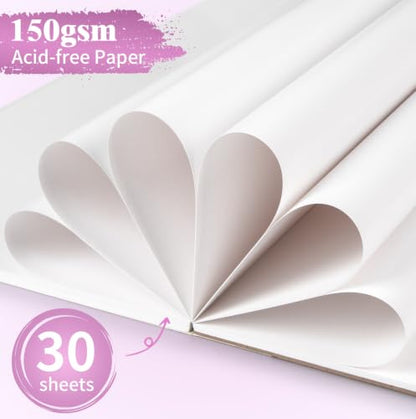 Umriox 30 Sheets Marker Paper Pad, 9x12 Bleedproof Sketchbook for Beginners | 150 GSM Smooth Bleed-Resistant Paper, Easy Blending for Beginners, Perfect for Kids & Teens, Great Back-to-School Art Gift - size: 30 Sheets/60 Pages