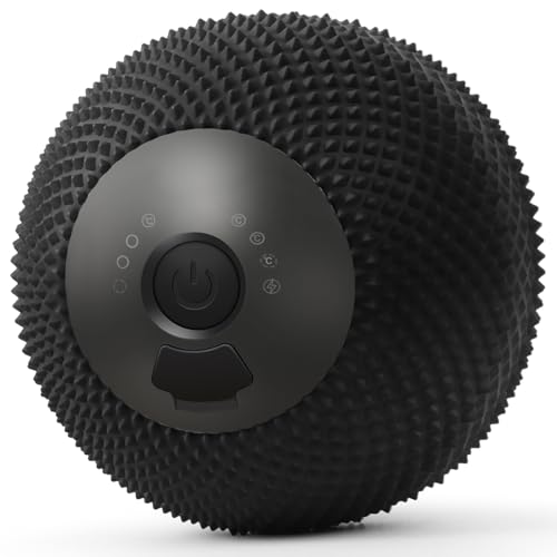 HODEMI Vibrating Massage Ball with Heat & Smart Memory, Deep Tissue Massage Ball for Sports Recovery, Muscle Relaxation & Myofascial Release, 7 Modes for Home & Gym Use (Black) - color: Black