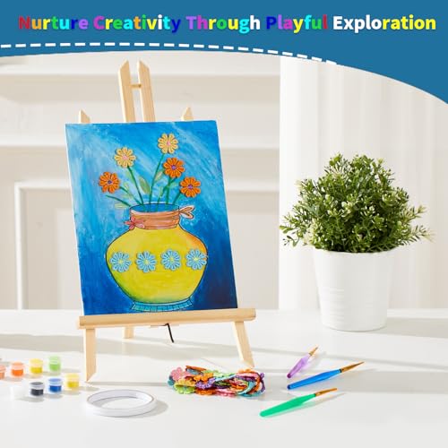 DIY Vase Pre Drawn Canvas Painting Kit, 3-Pack 8x10 Inch Canvas Panels, 40 Tassel Flowers, 8 Acrylic Paints, 3 Brushes & Double-Sided Tape, Creative Art Kit for DIY Projects & Crafting Fun - size: 8"x10"(3-Pack), style: Classic - Vase