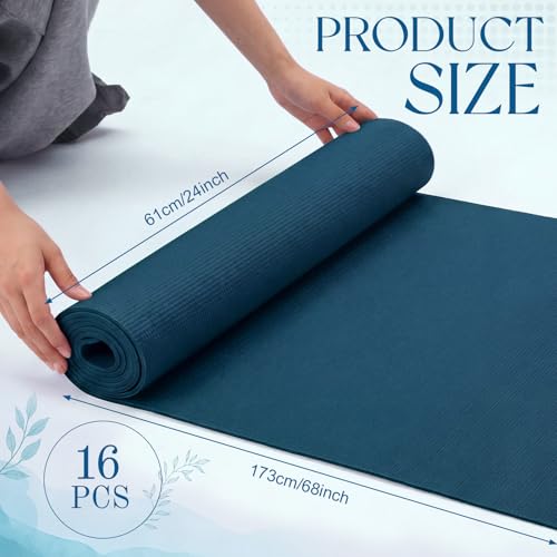Funtery 3 mm Thin Yoga Mats Bulk, 68 x 24 Inches Lightweight PVC Exercise Mats Non Slip Workout Fitness Pads for Yoga Pilates Stretching Classes Gym Home Studio - color: Ocean Blue