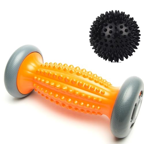 Foot Massage Roller Spikey Ball Set - for Plantar Fasciitis Relief, Acupressure Trigger Point Therapy, Whole Body Muscle Massager for Heel & Foot Arch Pain, Wrist, Shoulder & Neck