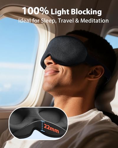 MABAO 2 Packs Weighted Sleep Mask, 100% Blackout Blindfold for Sleeping - color: Black+black