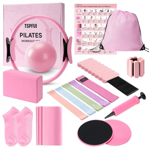 Pilates Kit with Yoga Block, Home Workout Set for Women - color: PINK PRO
