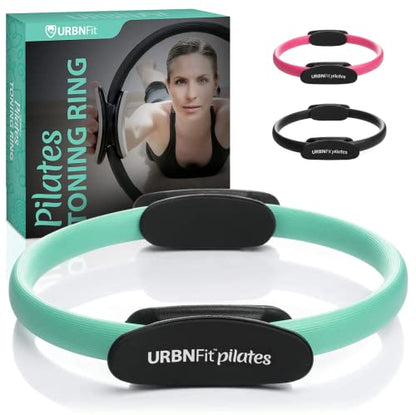 URBNFit Pilates Ring - 12" Magic Circle w/Dual Grip, Foam Pads for Inner Thigh Workout, Toning, Fitness & Pelvic Floor Exercise - Yoga Rings w/Bonus Exercise Guide - color: Teal