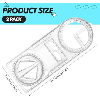 Zonon 2 Pack 360 Degree Protractor, 6 Inch Multifunctional Drawing Ruler Rotatable Mathematical Function Math Geometry Ruler Set, Large Clear Circle Protractor Drafting Tools for Engineering(Upgrade) - style: Upgrade