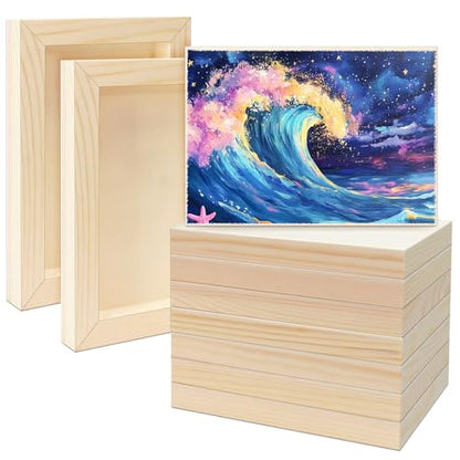 FSWCCK 10 Pack 5 x 7 inch Wood Panel Boards, Unfinished Wood Canvas Panels for Crafts, Painting Canvas, DIY Art Projects, Pouring, Arts Use with Oils, Acrylics - size: 5"X 7" 10 Pack