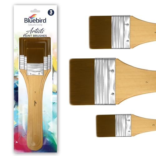 Bluebird Premium Gesso Brush Set of 3 - Professional Quality Brushes for Artists and Hobbyists DIY Project Kids Adults