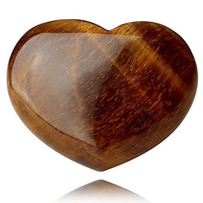 QINJIEJIE 1.8" Large Heart Crystal Love Stone Tigers Eye Healing Crystals - color: Z - 1.8" Large - Tigers Eye Crystals