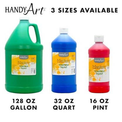 Handy Art Little Masters Tempera Paint, 16 oz Bottles, Set of 6 Colors, Bright & Mixable, Washable Colors for Classroom, Students, Kids, Young Artists, Safe & Non-Toxic, Made in USA