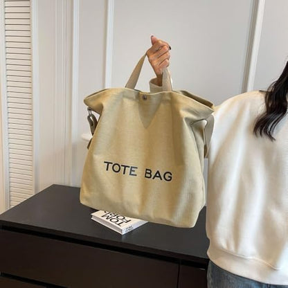 Canvas Retro Tote Bag - Large Capacity Commuter Handbag and Shoulder Bag - color: Khaki
