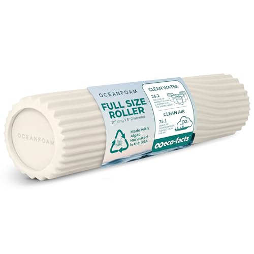 Oceanfoam Tidal Roller - Natural - Muscle Massage Foam Roller for Back Pain & Stretching - Firm and Ergonomic Wide Wave Textured - Yoga, Athletics, & Wellness - Full Size, 20" x 5" - color: Natural