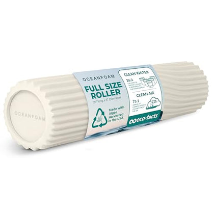 Oceanfoam Tidal Roller - Natural - Muscle Massage Foam Roller for Back Pain & Stretching - Firm and Ergonomic Wide Wave Textured - Yoga, Athletics, & Wellness - Full Size, 20" x 5" - color: Natural