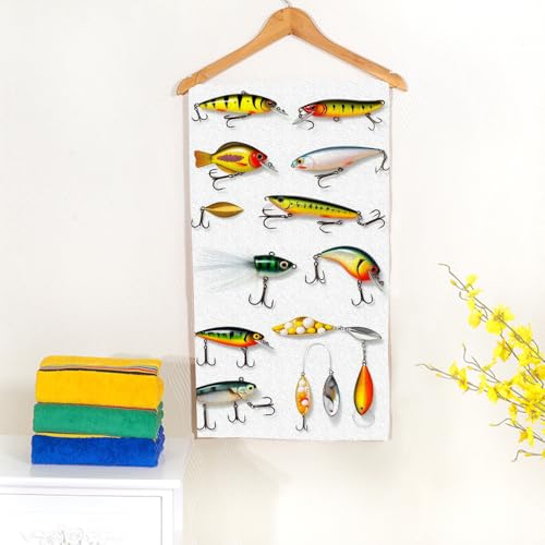 Different Fishing Baits Towel 15X30 Inch for Face/Body/Hair/Hand for Spa Gym Yoga Swim Bathroom Kitchen Hotel - color: Different Fishing Baits