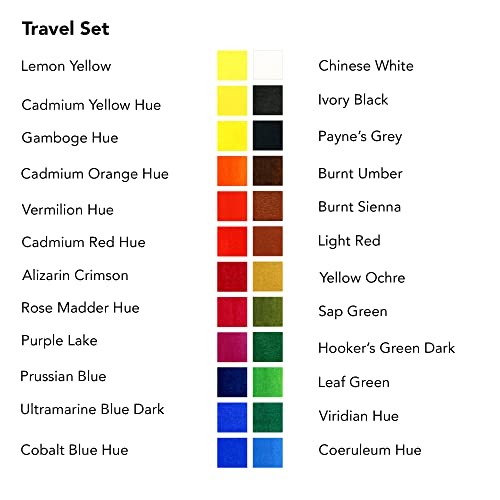 Daler Rowney Aquafine 24-pc Watercolor Travel Set - Watercolor Paint Set for Watercolor Paper and More - Watercolor Set for Artists and Students - Water Color Paint for All Skill Levels - size: 24 Count (Pack of 1), style: Tin Travel Set