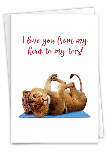 Best Card Co 1 Happy Birthday Greeting Card Wildlife Yoga Lion C7030EBDG - style: Wildlife Yoga Lion