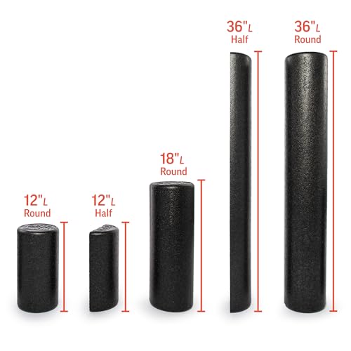 OPTP AXIS Firm Density Foam Roller – Round, Black, 18"L X 6" | High density firm foam roller for physical therapy, yoga, Pilates, fitness exercise & sports training, Heat-molded EPP foam - color: Black - 18" X 6" Round